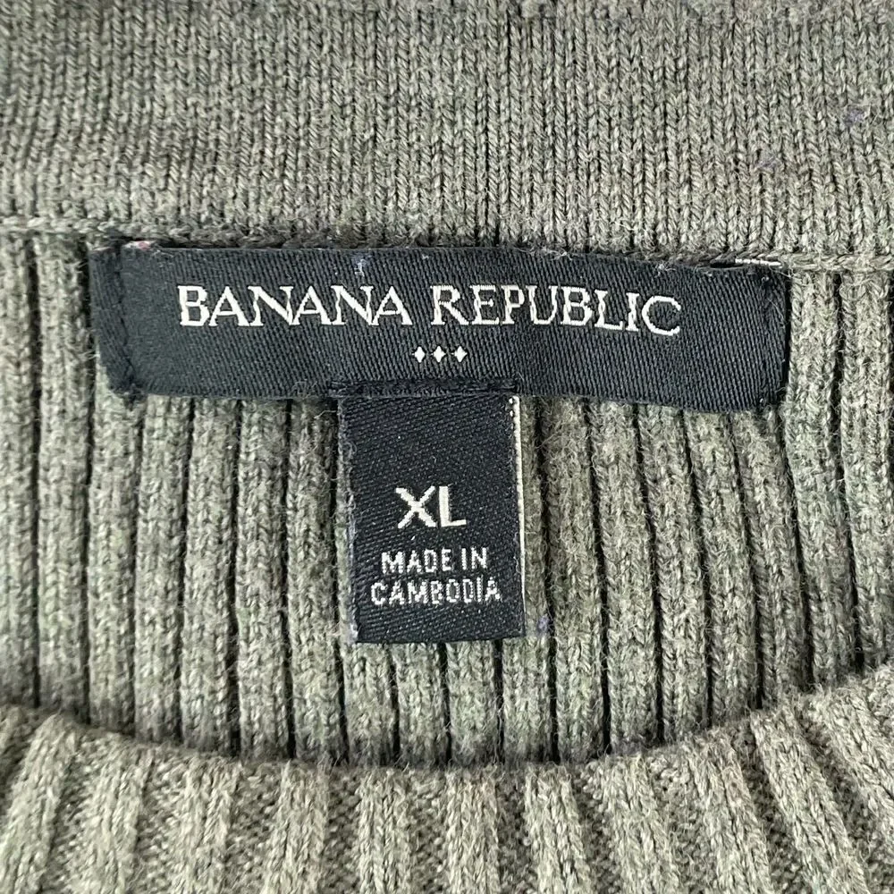 Banana Republic Utility‎ Sweater Men XL Green Hunting Military Shoulder Patches
